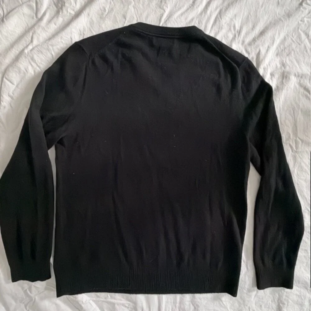 LANDS END Black 100% Cashmere V Neck Pullover Sweater Medium